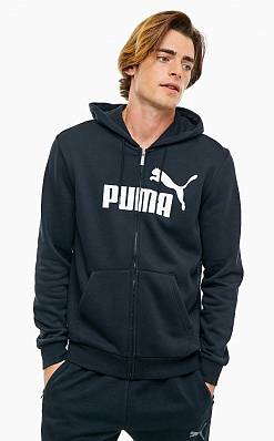 толстовка puma ess big logo fz hoodie tr black м. Puma