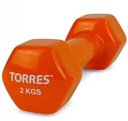 Torres гантель torres метал/винил 2.0 кг - 1шт