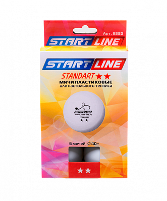 шарик н/тен start line standart 2* new (6шт) для настольного тенниса
