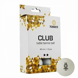 Шарик н/теннис TORRES CLUB 6 шт.белый 40+