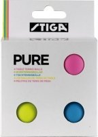 шарики н/теннис stiga pure (разноцветные) 4 шт для настольного тенниса