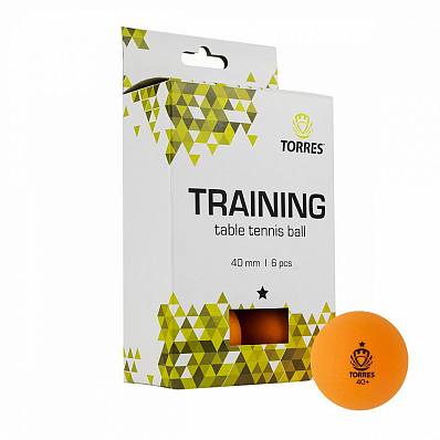 шарик н/теннис torres training 6 шт.оранж 40+ для настольного тенниса