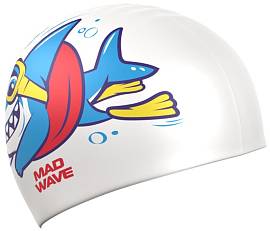 Шапочка д/плав. MAD WAVE Silicone Shark White д.