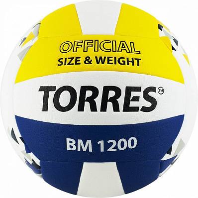 мяч волейбольный torres bm1200 №5 бел син желт