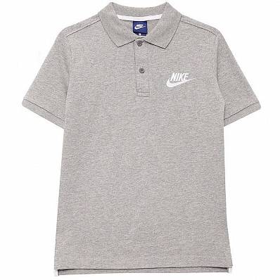 поло nike ss sportswear dk grey heather/white д. Nike