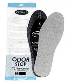 Стельки CORBBY Odor Stop акт.уголь серые