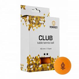 Шарик н/теннис TORRES CLUB 6 шт.оранж 40+
