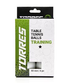 Шарик н/теннис TORRES Training 1* 6 шт.белый 40+