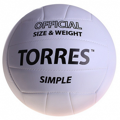 мяч волейбольный torres simple №5, бело-черный