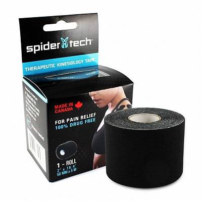 Spidertech тейп spidertech 5см*5м черный