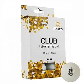 Шарик н/теннис TORRES CLUB 6 шт.белый 40+